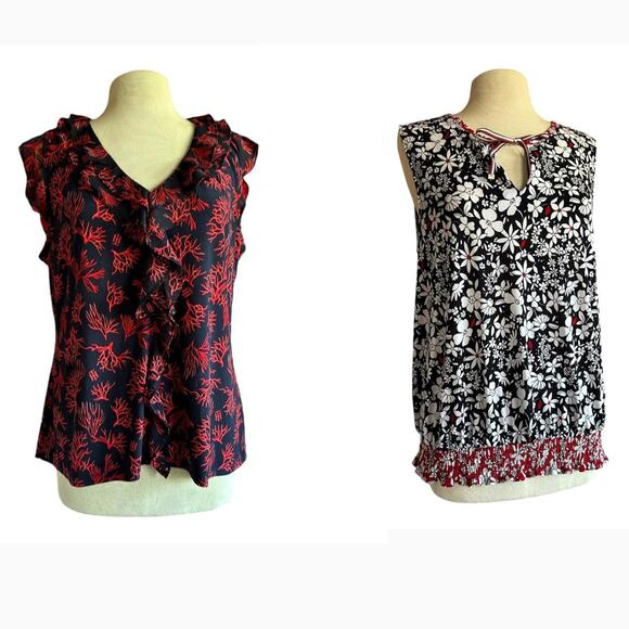 Womens Tops Size Large Bundle of Two Floral Sleeveless Summer Business Casual - Picture 1 of 8